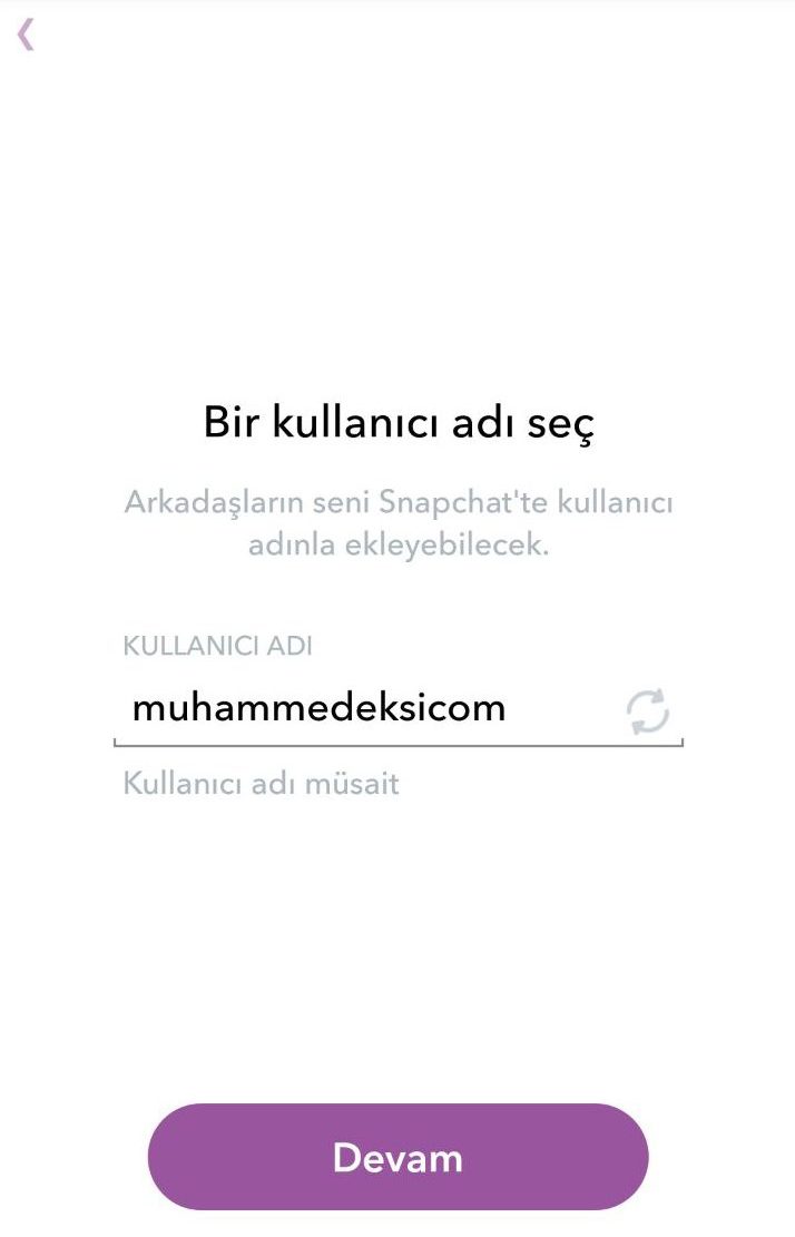 Snapchat Kayıt Kullanıcı Adı Seçme